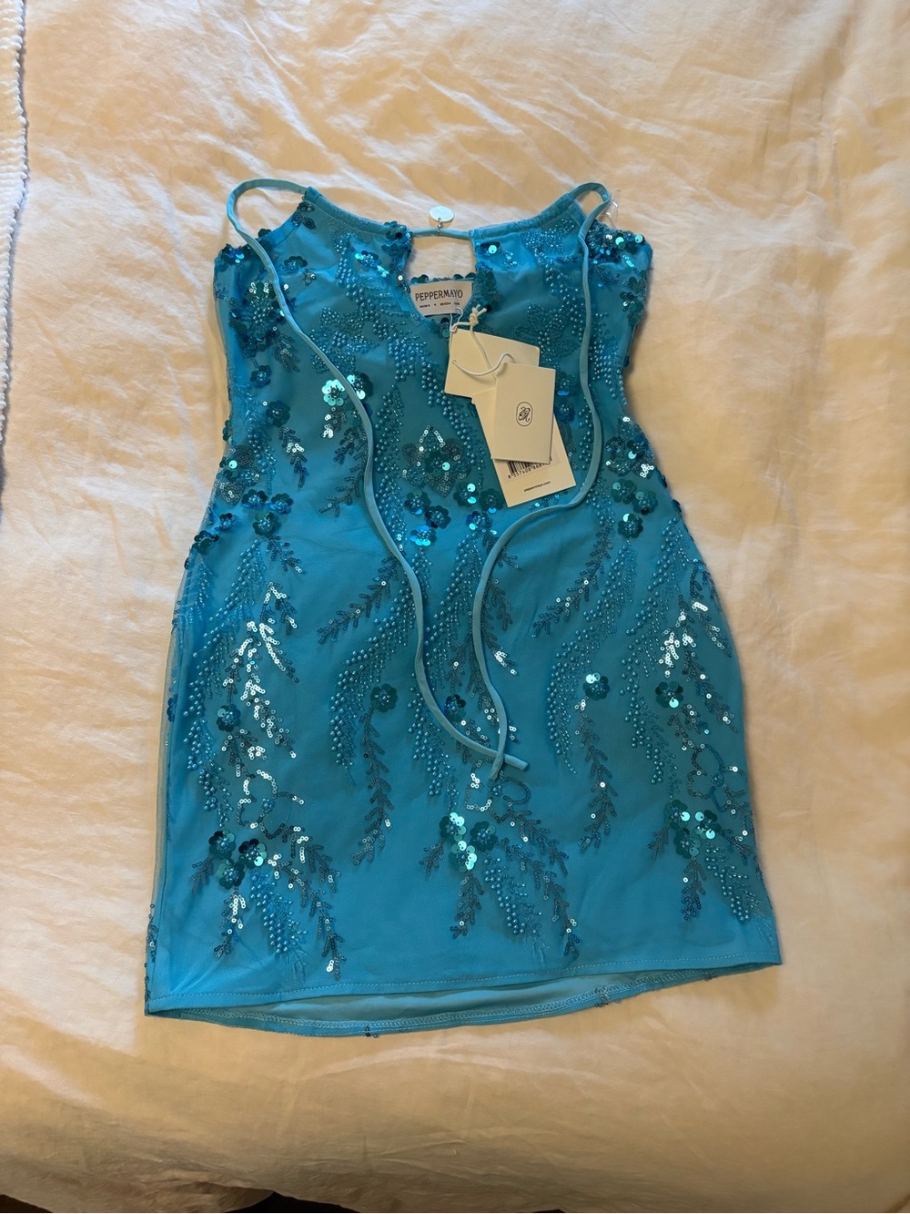 Peppermayo Bebe Beaded Mini Dress – Royal Blue – Size 4 - Picture 4 of 6